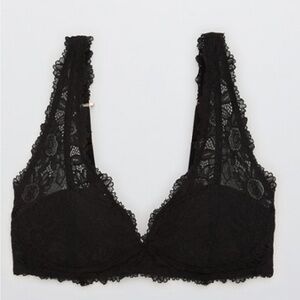 Aerie Real Power Sunflower Lace Push-up Bra in Black 32C